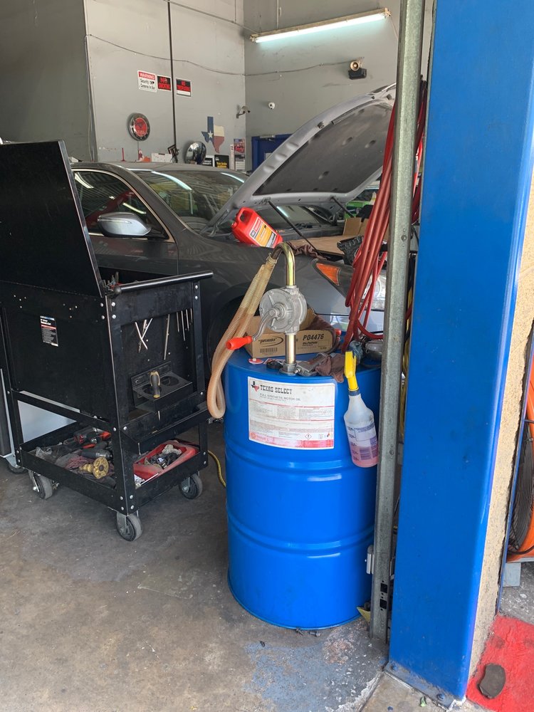 Oil change service in progress